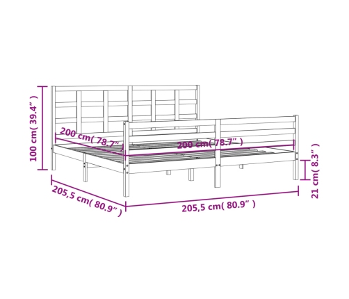 Estructura de cama con cabecero madera maciza blanco 200x200 cm