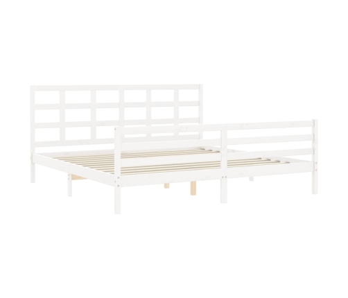 Estructura de cama con cabecero madera maciza blanco 200x200 cm