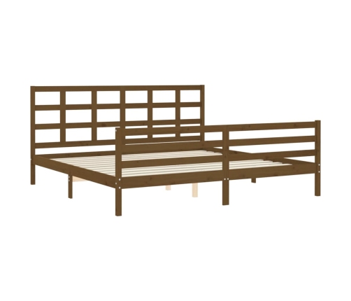 Estructura cama y cabecero madera maciza marrón miel 200x200 cm