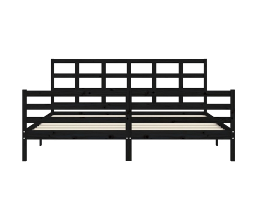 Estructura de cama con cabecero madera maciza negro 200x200 cm