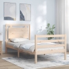 Estructura de cama individual con cabecero madera maciza