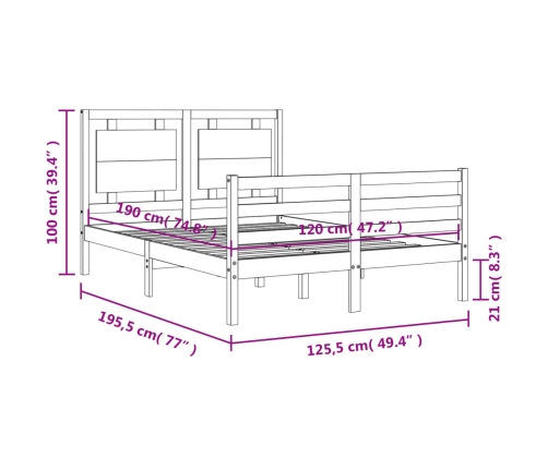 vidaXL Estructura de cama matrimonio con cabecero madera marrón miel