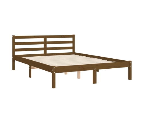 vidaXL Estructura de cama matrimonio con cabecero madera marrón miel