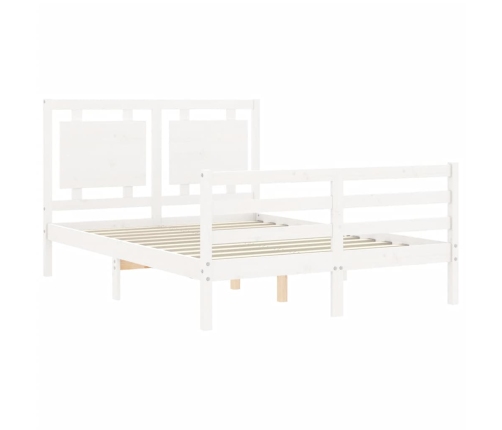 Estructura de cama con cabecero madera maciza blanco 140x190 cm