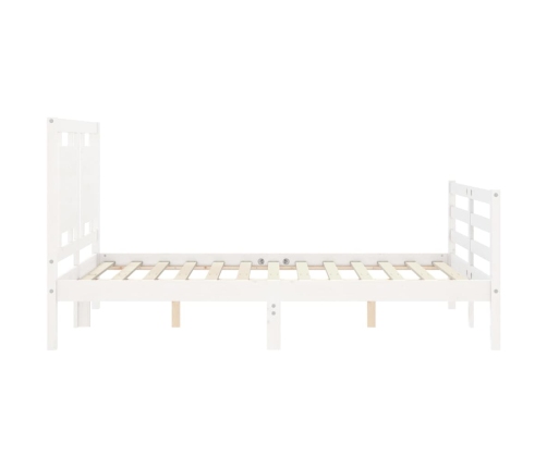 Estructura de cama con cabecero madera maciza blanco 140x190 cm