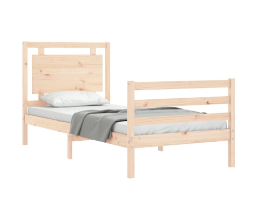 Estructura de cama con cabecero madera maciza 90x200 cm