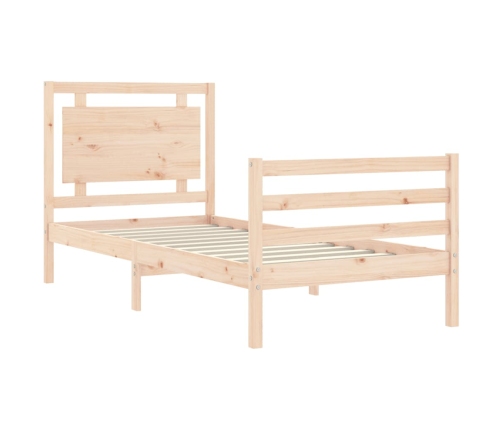 Estructura de cama con cabecero madera maciza 90x200 cm