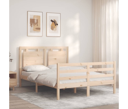 Estructura de cama con cabecero madera maciza 120x200 cm