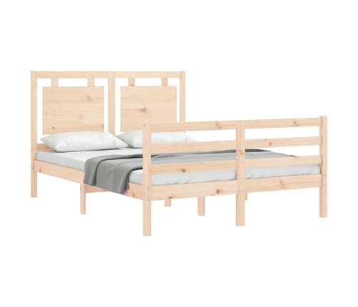 Estructura de cama con cabecero madera maciza 120x200 cm