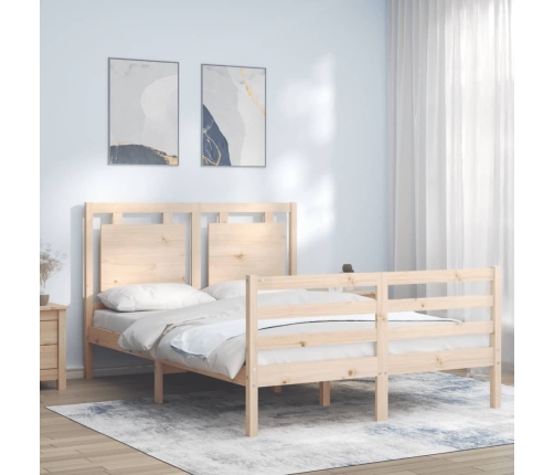 Estructura de cama con cabecero madera maciza 120x200 cm