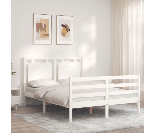 vidaXL Estructura de cama con cabecero madera maciza blanco 120x200 cm