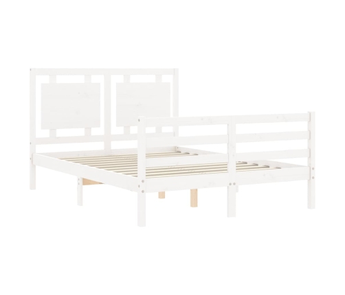 vidaXL Estructura de cama con cabecero madera maciza blanco 120x200 cm