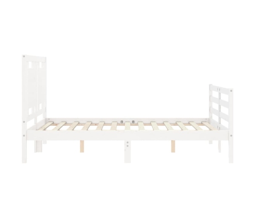 vidaXL Estructura de cama con cabecero madera maciza blanco 120x200 cm