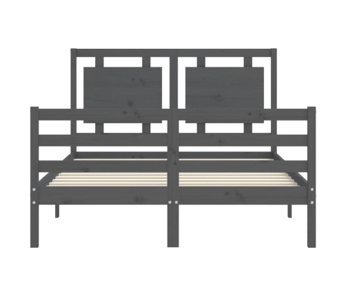 vidaXL Estructura de cama con cabecero madera maciza gris 140x200 cm