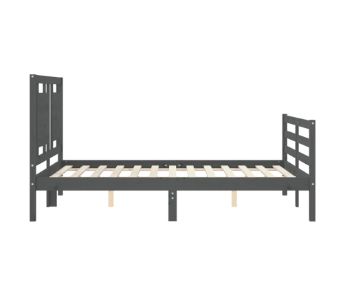 vidaXL Estructura de cama con cabecero madera maciza gris 140x200 cm