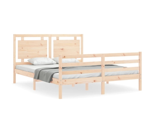 Estructura de cama de matrimonio con cabecero madera maciza