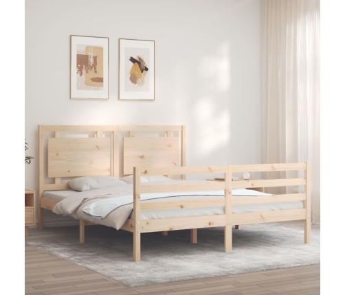 Estructura de cama de matrimonio con cabecero madera maciza