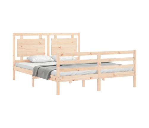 Estructura de cama de matrimonio con cabecero madera maciza