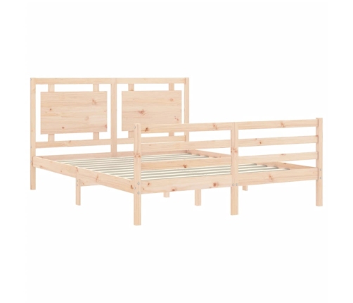 Estructura de cama de matrimonio con cabecero madera maciza