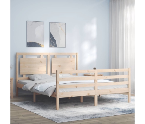 Estructura de cama con cabecero madera maciza 160x200 cm