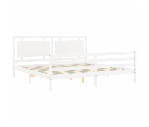 Estructura cama de matrimonio con cabecero madera maciza blanco