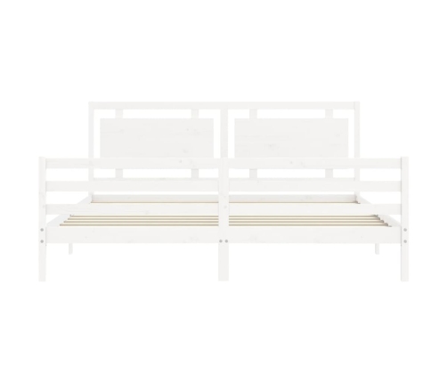 Estructura cama de matrimonio con cabecero madera maciza blanco