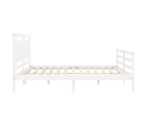 Estructura cama de matrimonio con cabecero madera maciza blanco