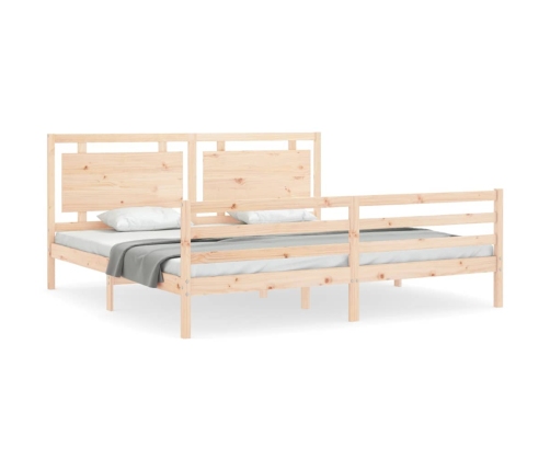 Estructura de cama con cabecero madera maciza 200x200 cm