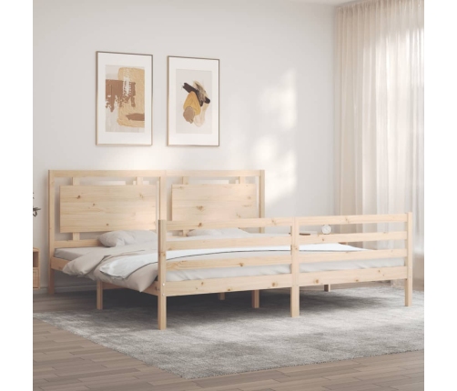 Estructura de cama con cabecero madera maciza 200x200 cm