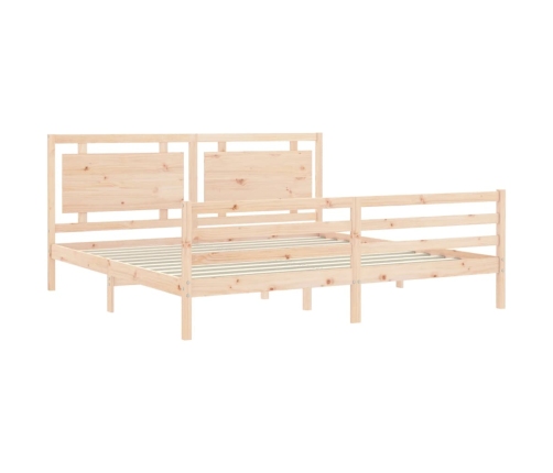 Estructura de cama con cabecero madera maciza 200x200 cm