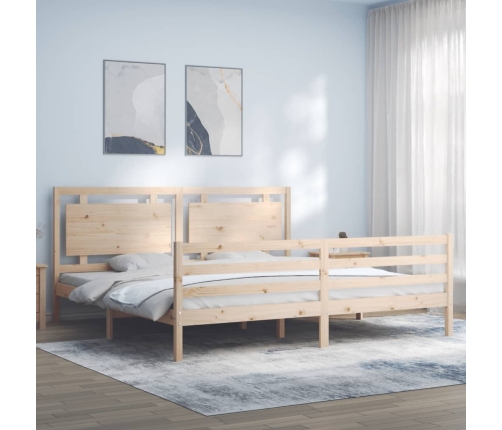 Estructura de cama con cabecero madera maciza 200x200 cm