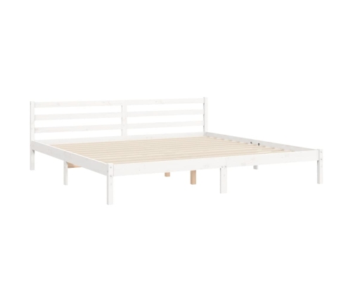 Estructura de cama con cabecero madera maciza blanco 200x200 cm