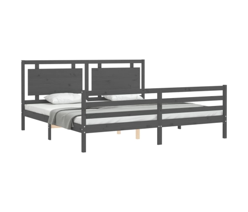 Estructura de cama con cabecero madera maciza gris 200x200 cm