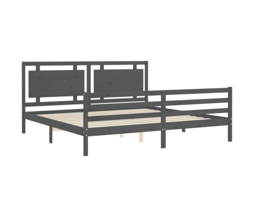 Estructura de cama con cabecero madera maciza gris 200x200 cm