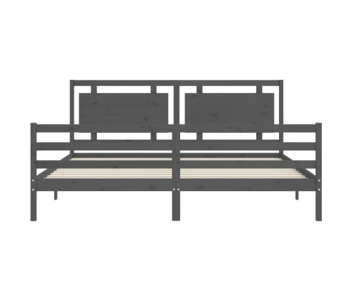 Estructura de cama con cabecero madera maciza gris 200x200 cm