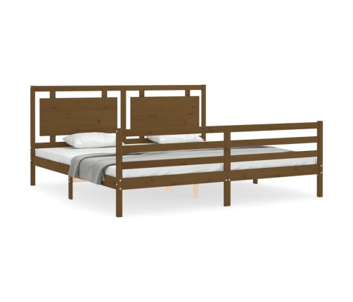 Estructura cama y cabecero madera maciza marrón miel 200x200 cm