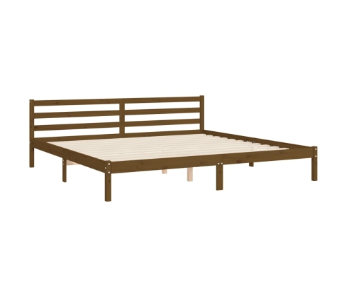 Estructura cama y cabecero madera maciza marrón miel 200x200 cm