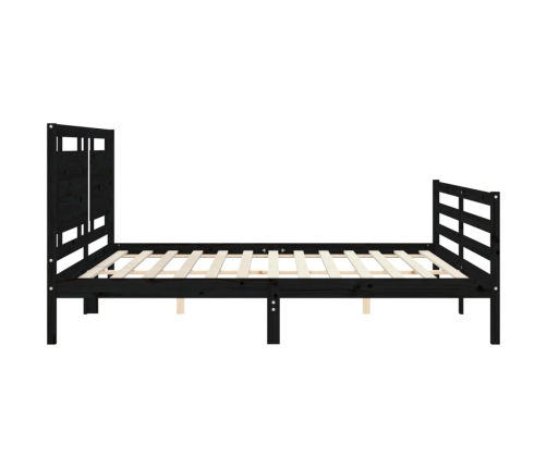 Estructura de cama con cabecero madera maciza negro 200x200 cm