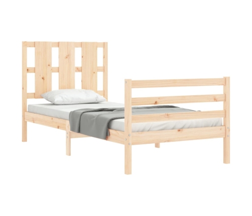 Estructura de cama individual con cabecero madera maciza