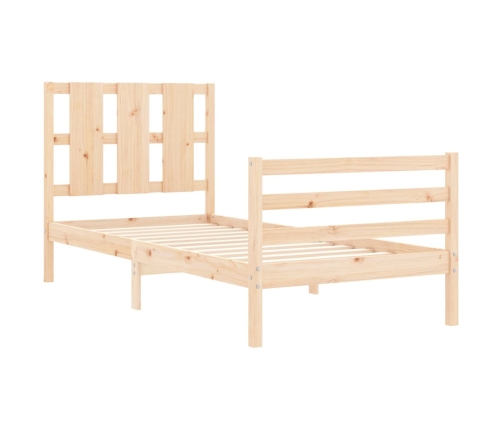 Estructura de cama individual con cabecero madera maciza