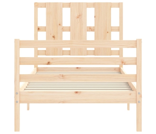 Estructura de cama individual con cabecero madera maciza