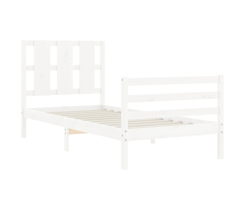 Estructura de cama con cabecero madera maciza blanco