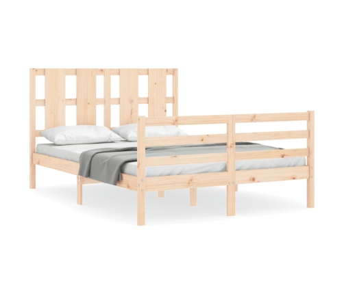 Estructura de cama de matrimonio con cabecero madera maciza