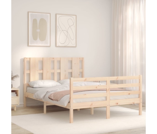 Estructura de cama de matrimonio con cabecero madera maciza