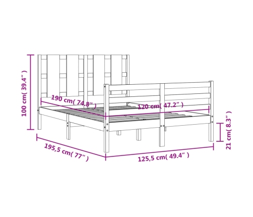 Estructura de cama de matrimonio con cabecero madera maciza