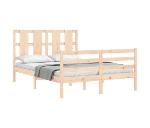 Estructura de cama de matrimonio con cabecero madera maciza