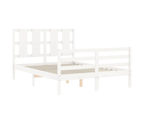 Estructura de cama con cabecero madera maciza blanco 140x190 cm