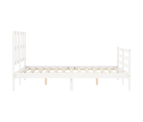 Estructura de cama con cabecero madera maciza blanco 140x190 cm