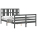 vidaXL Estructura de cama con cabecero madera maciza gris 140x190 cm