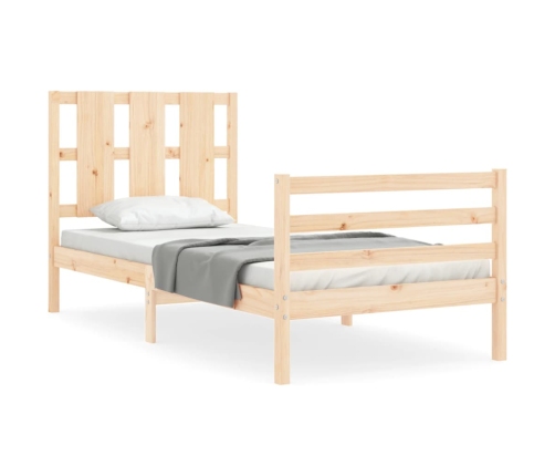 Estructura de cama con cabecero madera maciza 90x200 cm
